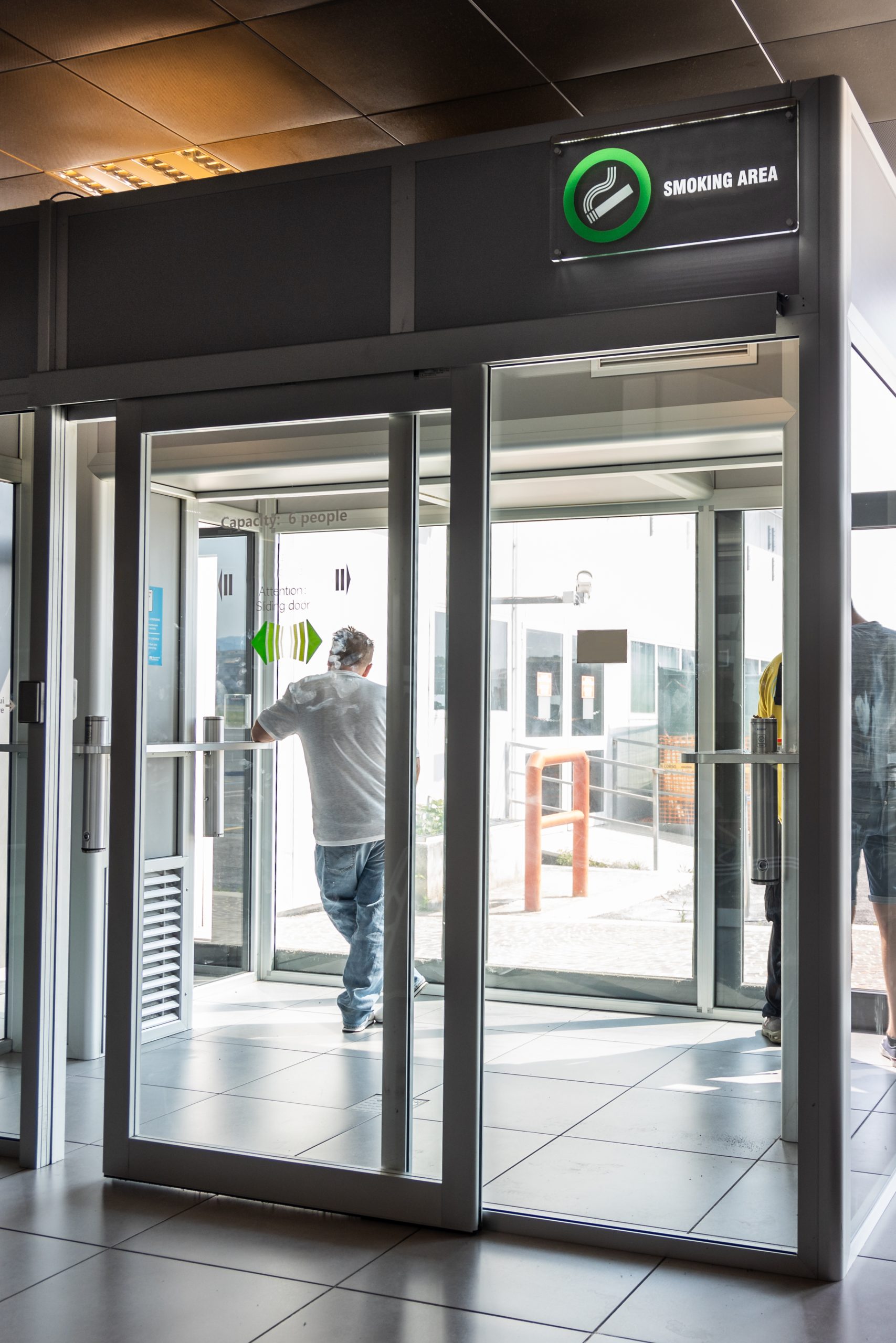 smoking room automatic doors